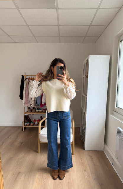 Pull sans manches Isaure écru