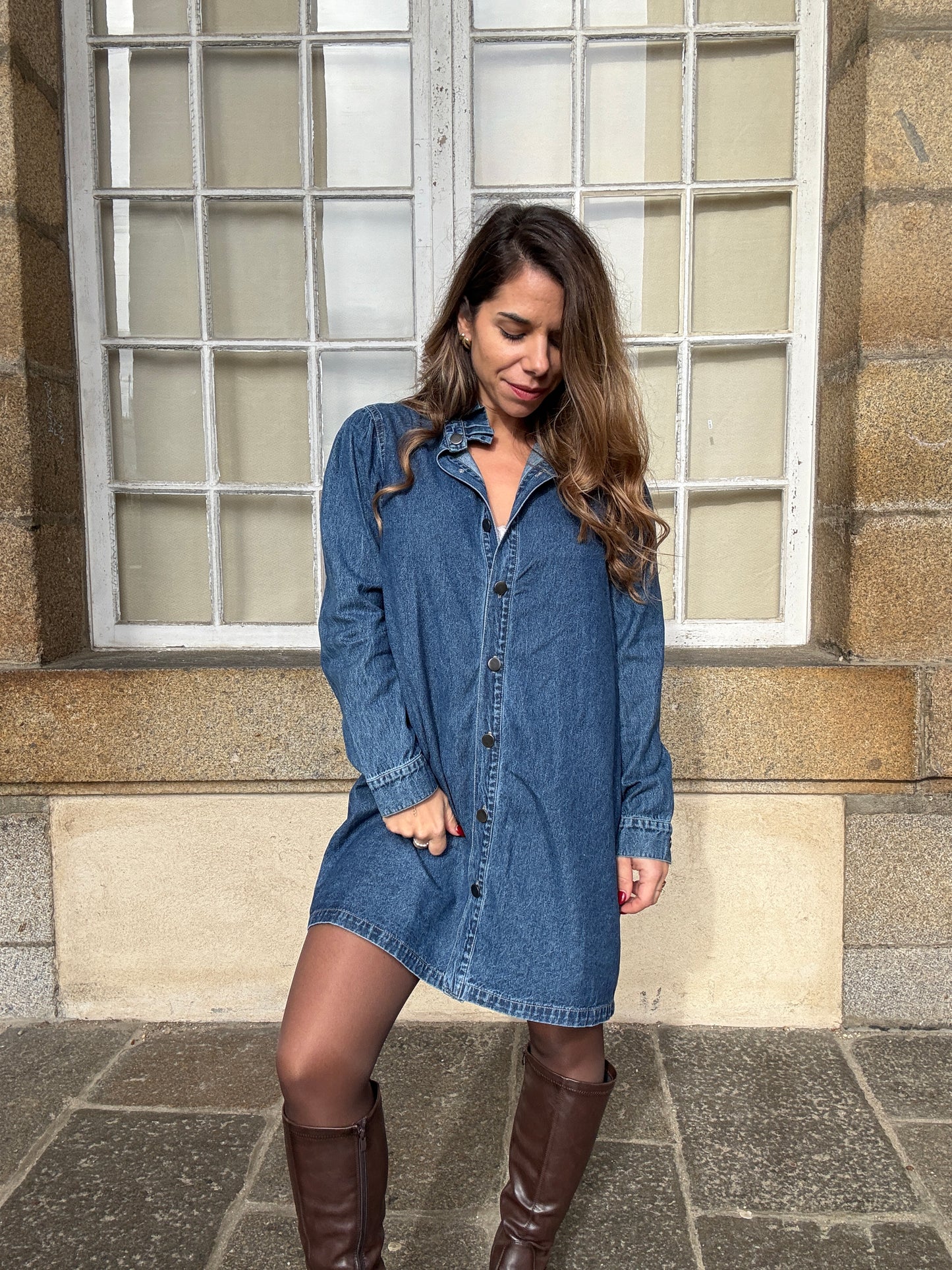 Robe en Jean Marion à manches longues