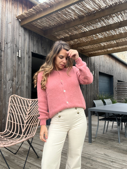 Maille en laine Léonie vieux rose