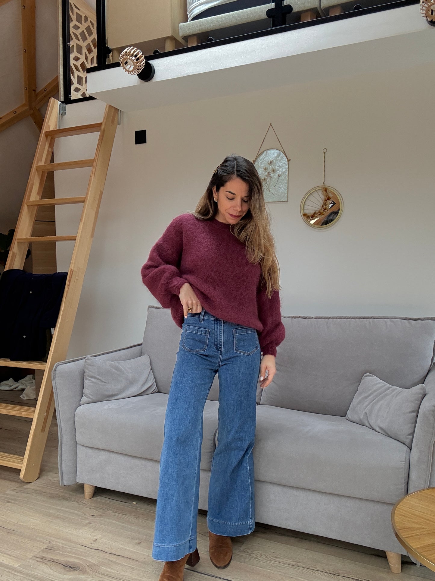 Maille en mohair et laine Gaia Bordeaux