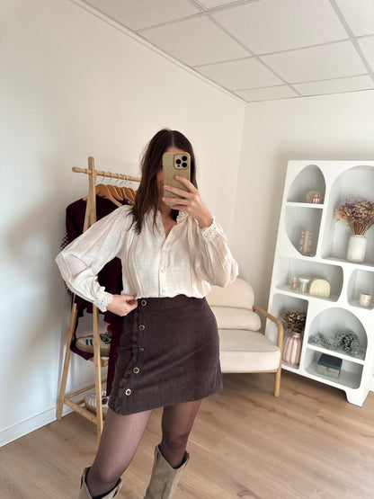 Jupe en velours Louisa chocolat