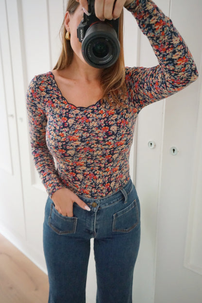 Body Martha fleuri bleu marine