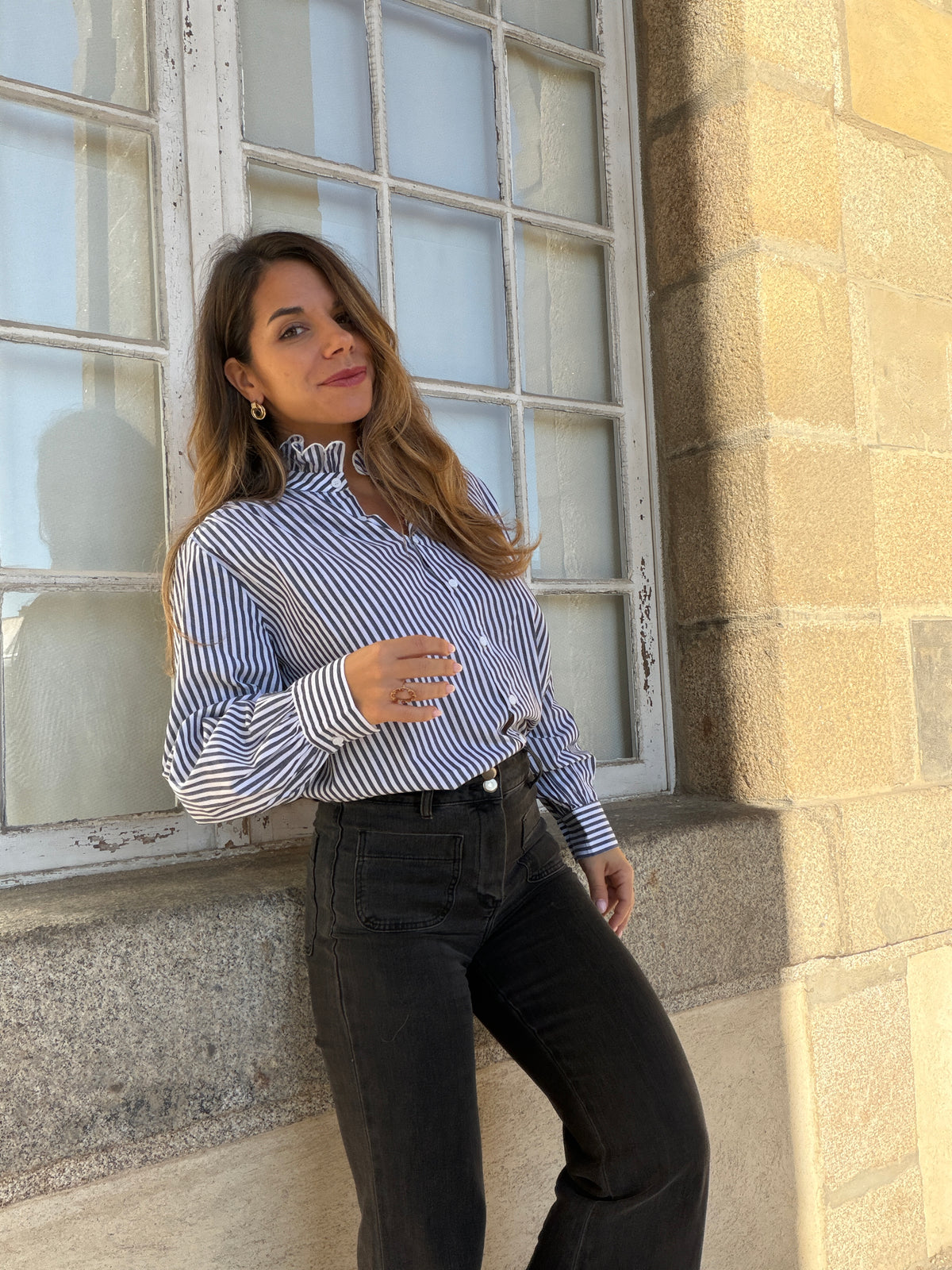Chemise rayée bleu marine Elise