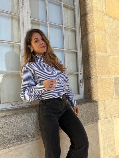 Chemise rayée bleu marine Elise