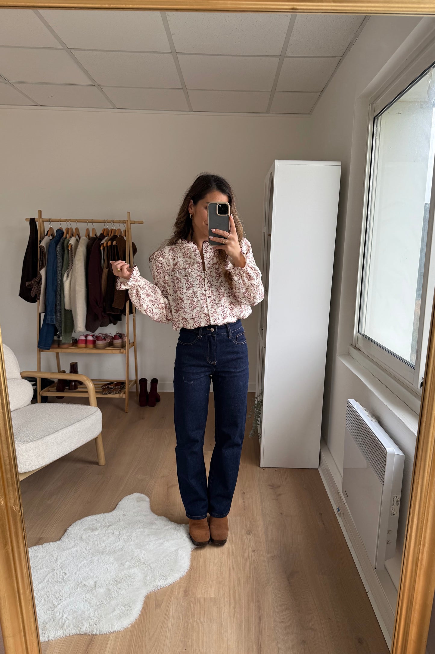 Blouse fleurie Amélia Bordeaux