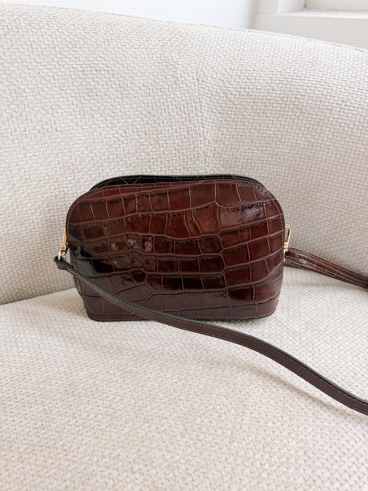 Sac à main croco Côme marron