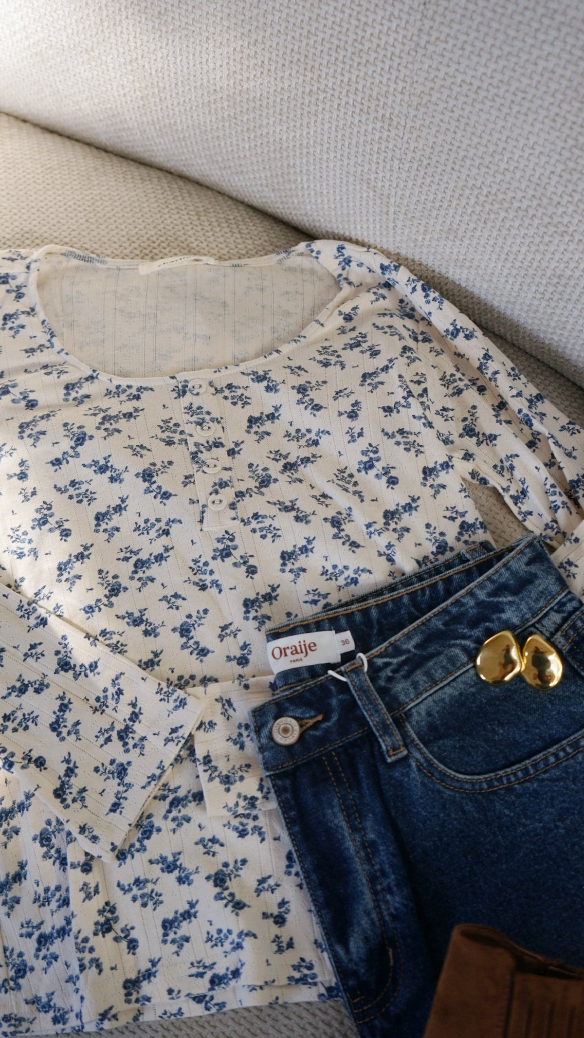 Top Gloria à fleurs bleues