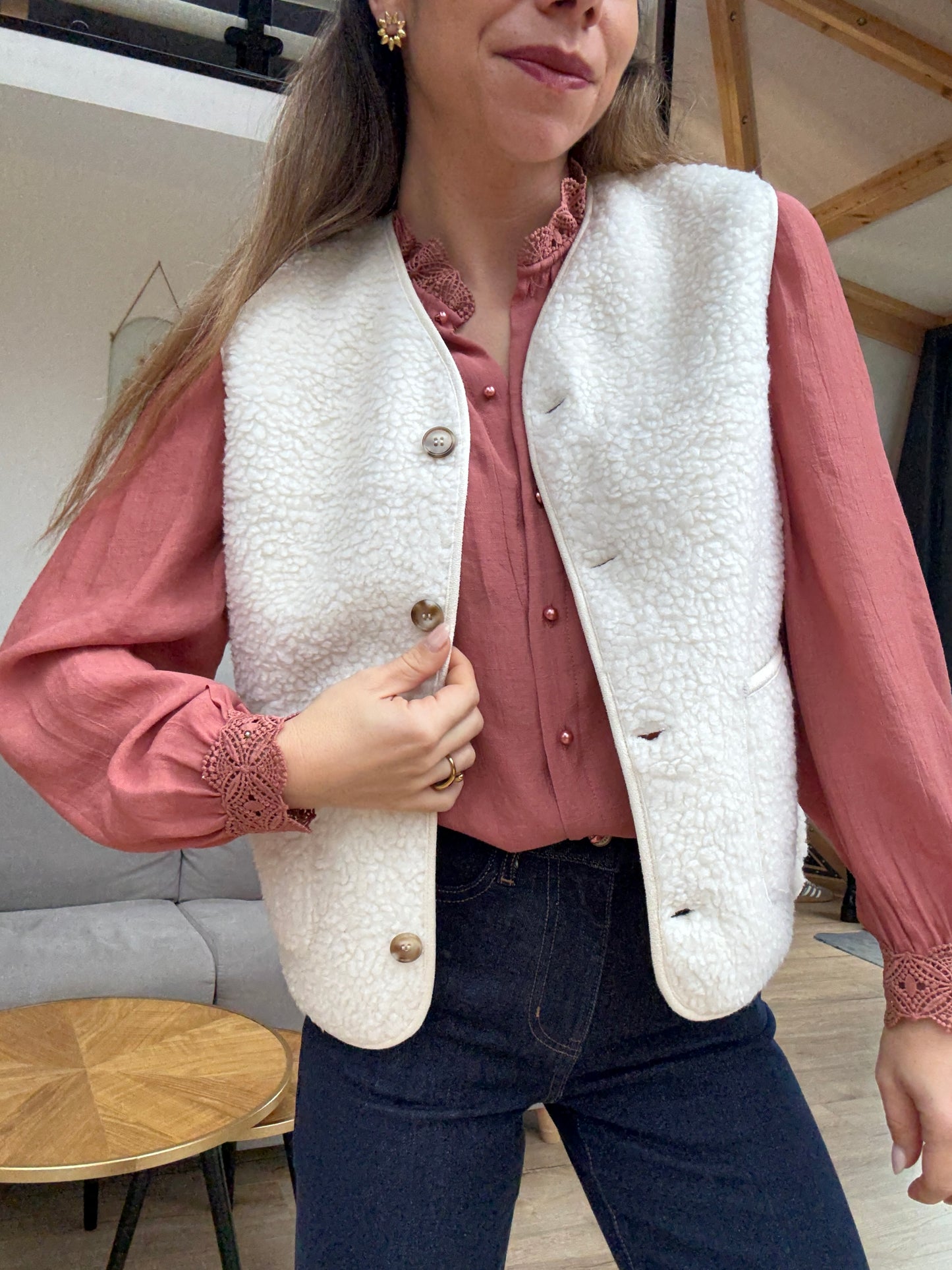 Gilet berger Arianne écru