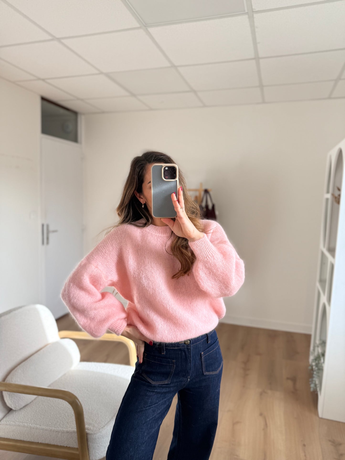 Maille en mohair et laine Gaia baby pink