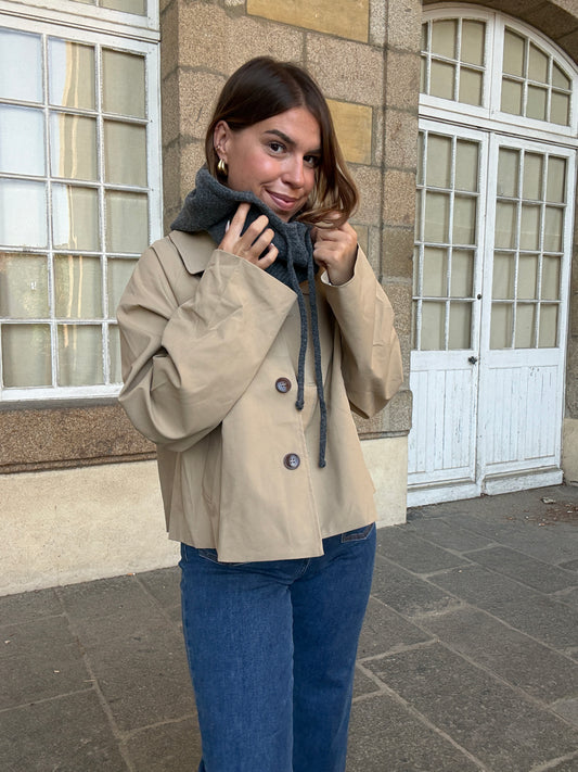 Cagoule en laine et cachemire grise
