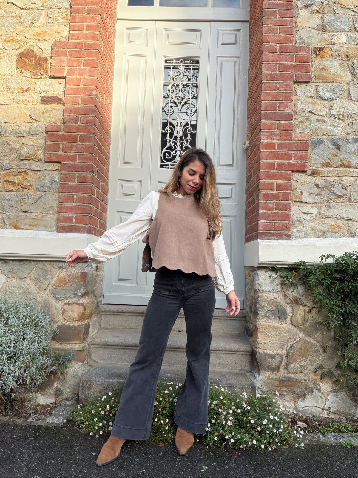 Pull sans manches taupe Charline
