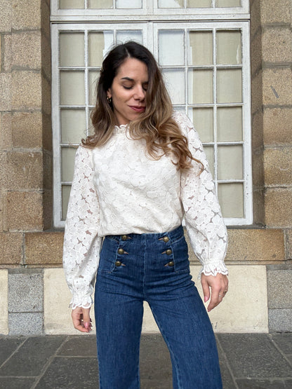 Blouse en dentelle écrue Alma