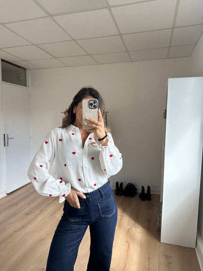 Blouse Victoire cœur en gaze de coton