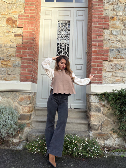 Pull sans manches taupe Charline