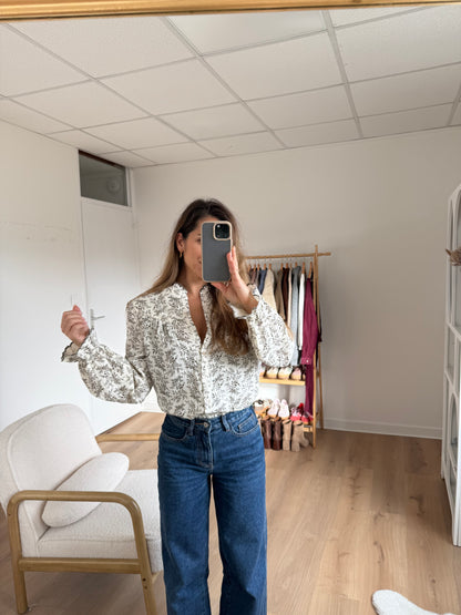 Blouse fleurie Amélia chocolat