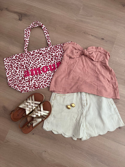 Sac cabas Amour Léopard rose