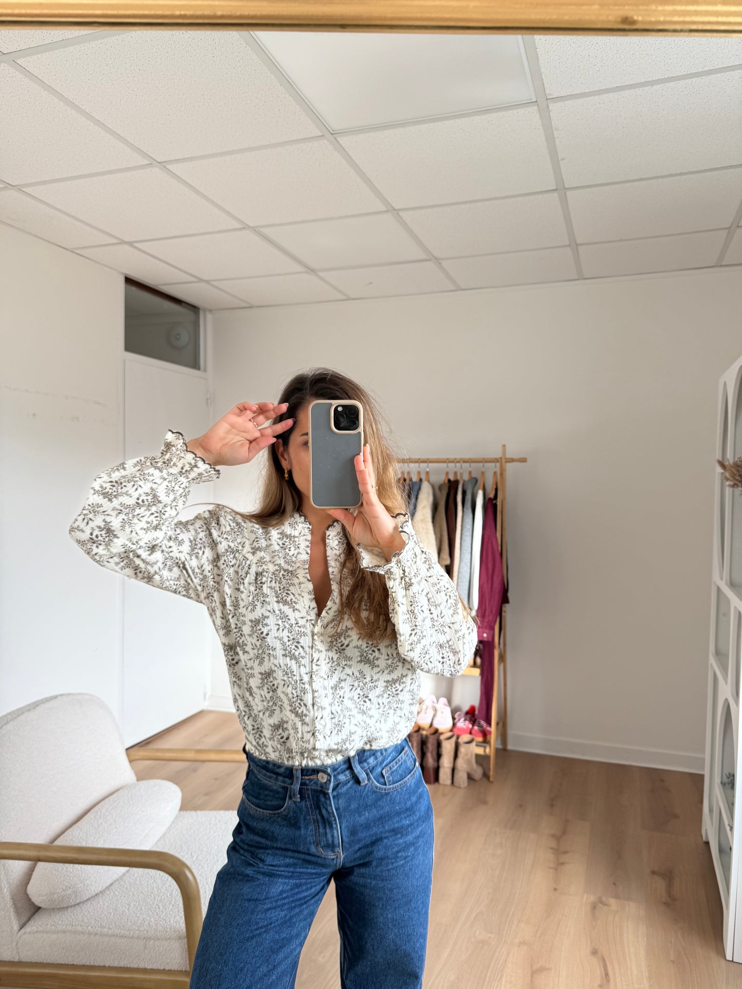 Blouse fleurie Amélia chocolat