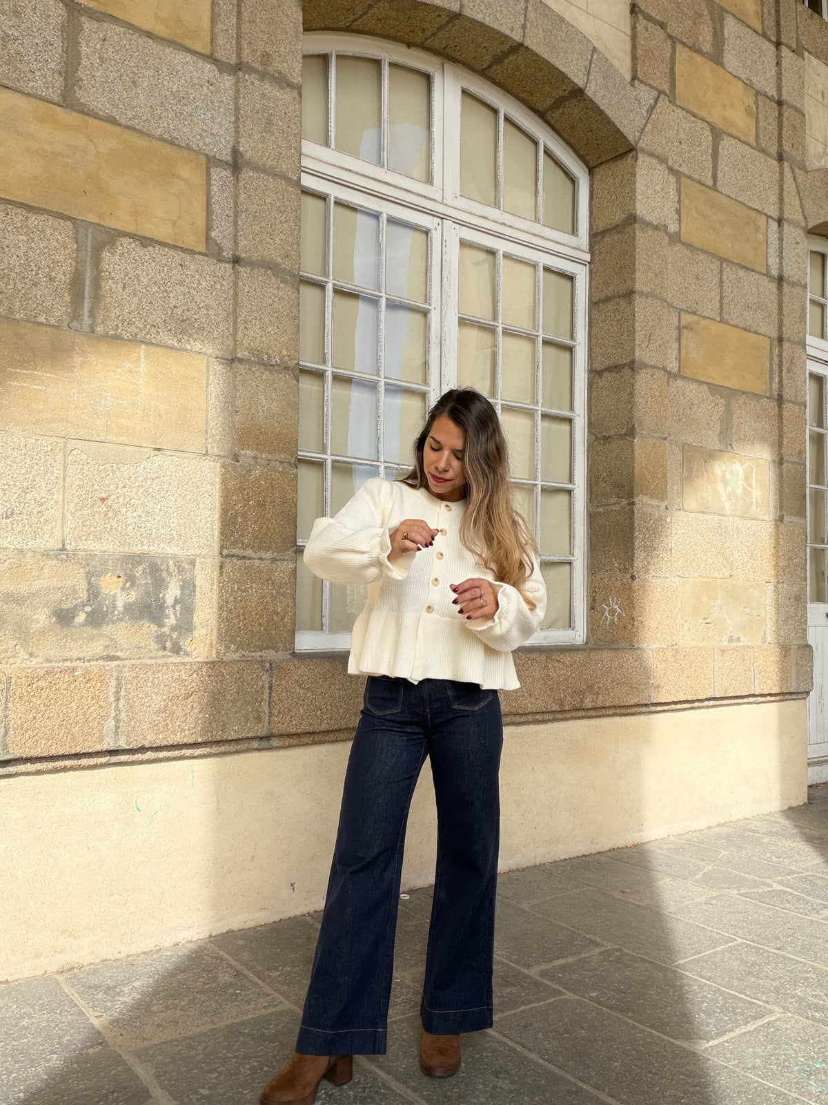 Cardigan péplum Oriane écru