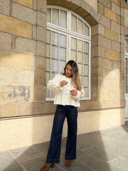 Cardigan péplum Oriane écru