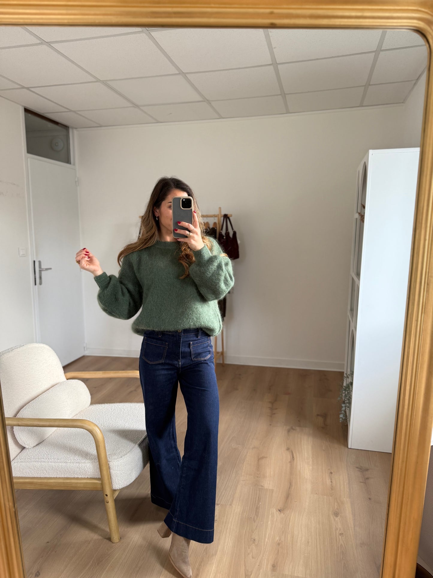 Maille en mohair et laine Gaia kaki