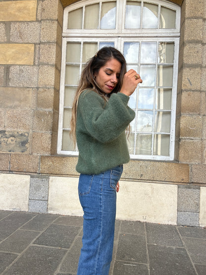Maille en mohair et laine Gaia kaki