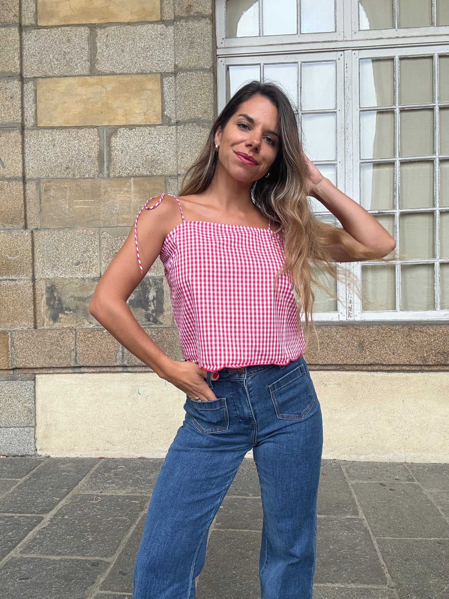 Top vichy Aimée rouge