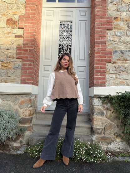 Pull sans manches taupe Charline