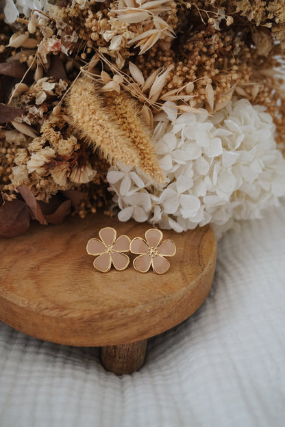Boucles d'oreille Bloomie beige