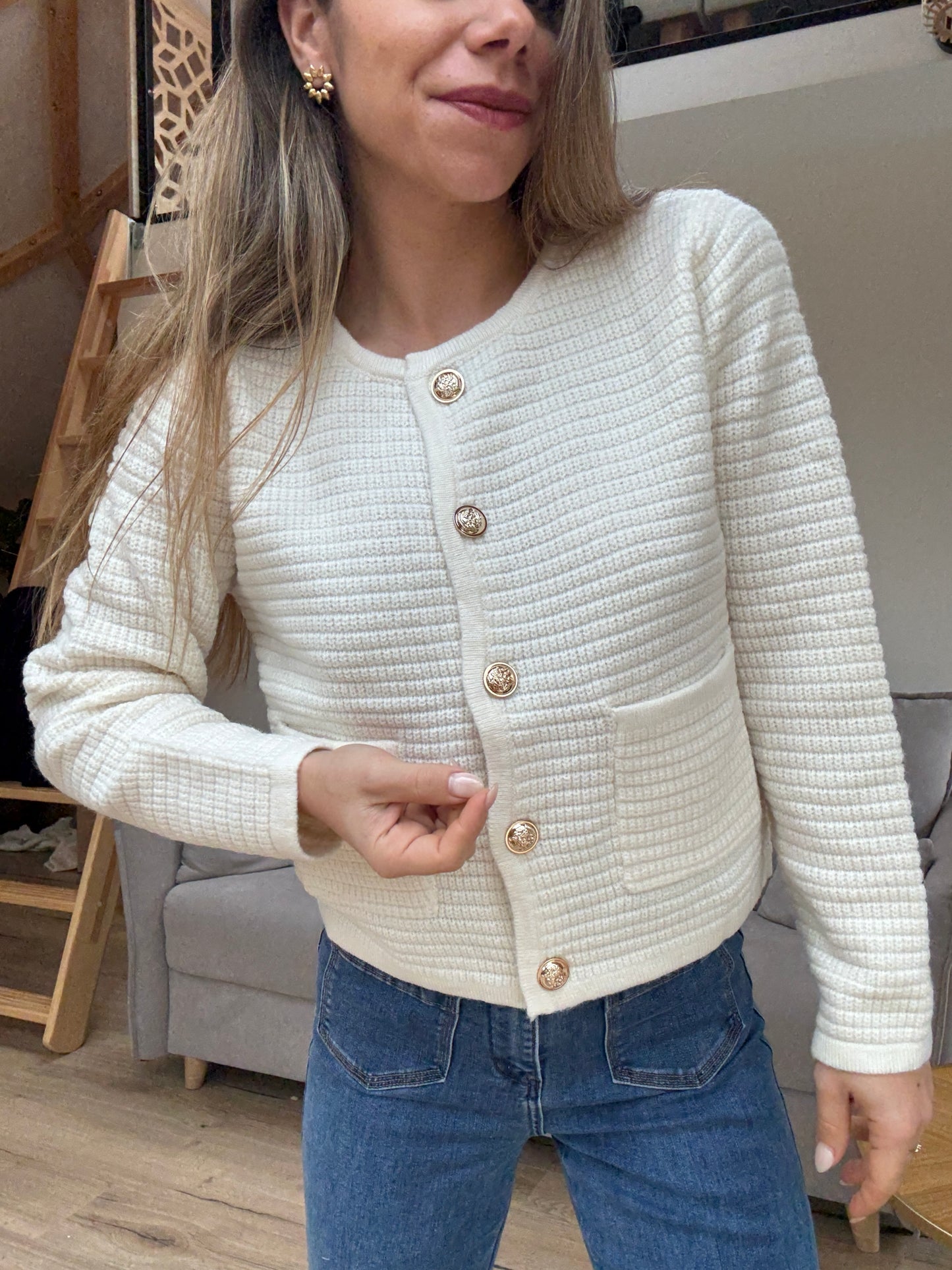 Cardigan à grosses mailles Giulia écru