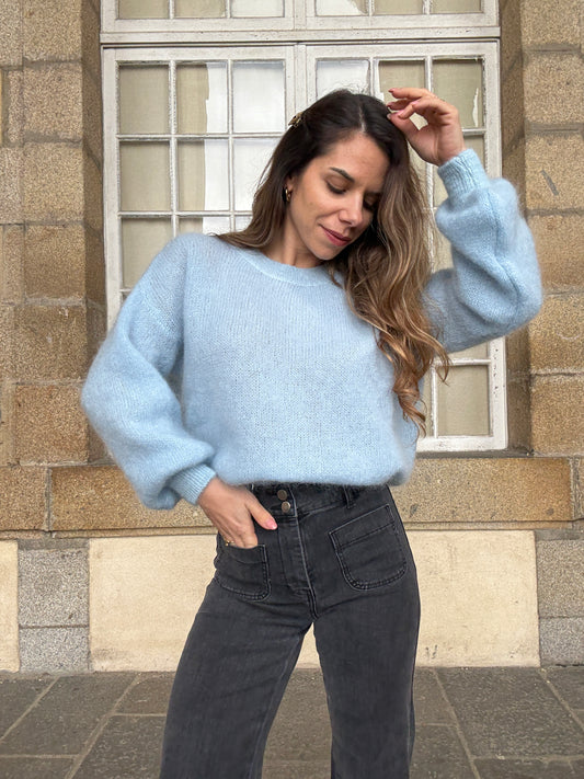 Maille en mohair et laine Gaia bleu glacier