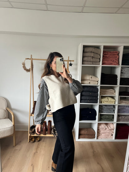 Pull sans manche avec nœuds Jeanne écru