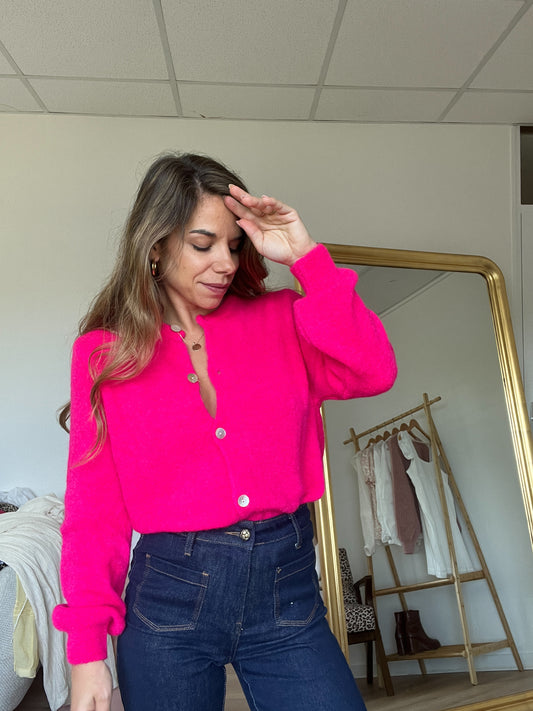 Maille en laine Léonie fuschia