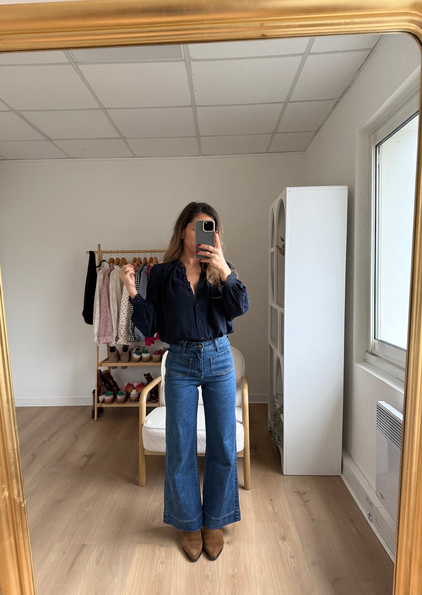 Blouse brodée bleue marine Maïwenn