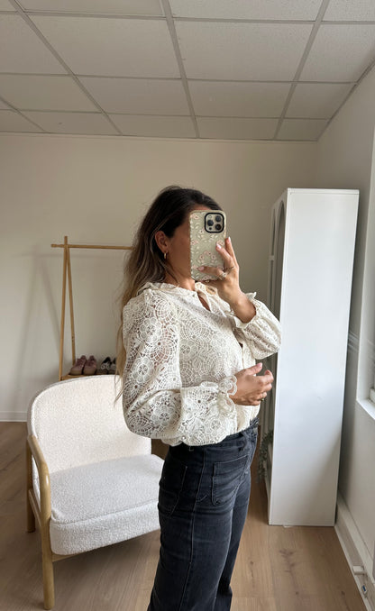 Blouse en dentelle écrue Rosa