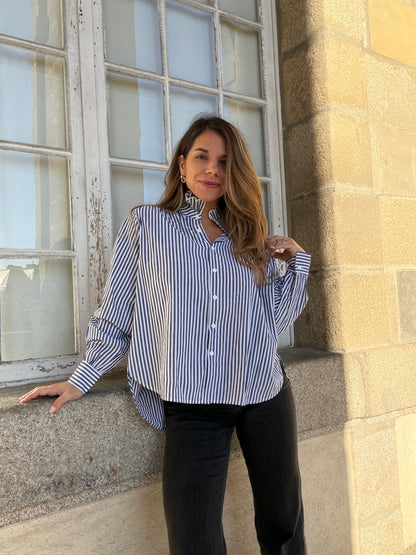 Chemise rayée bleu marine Elise