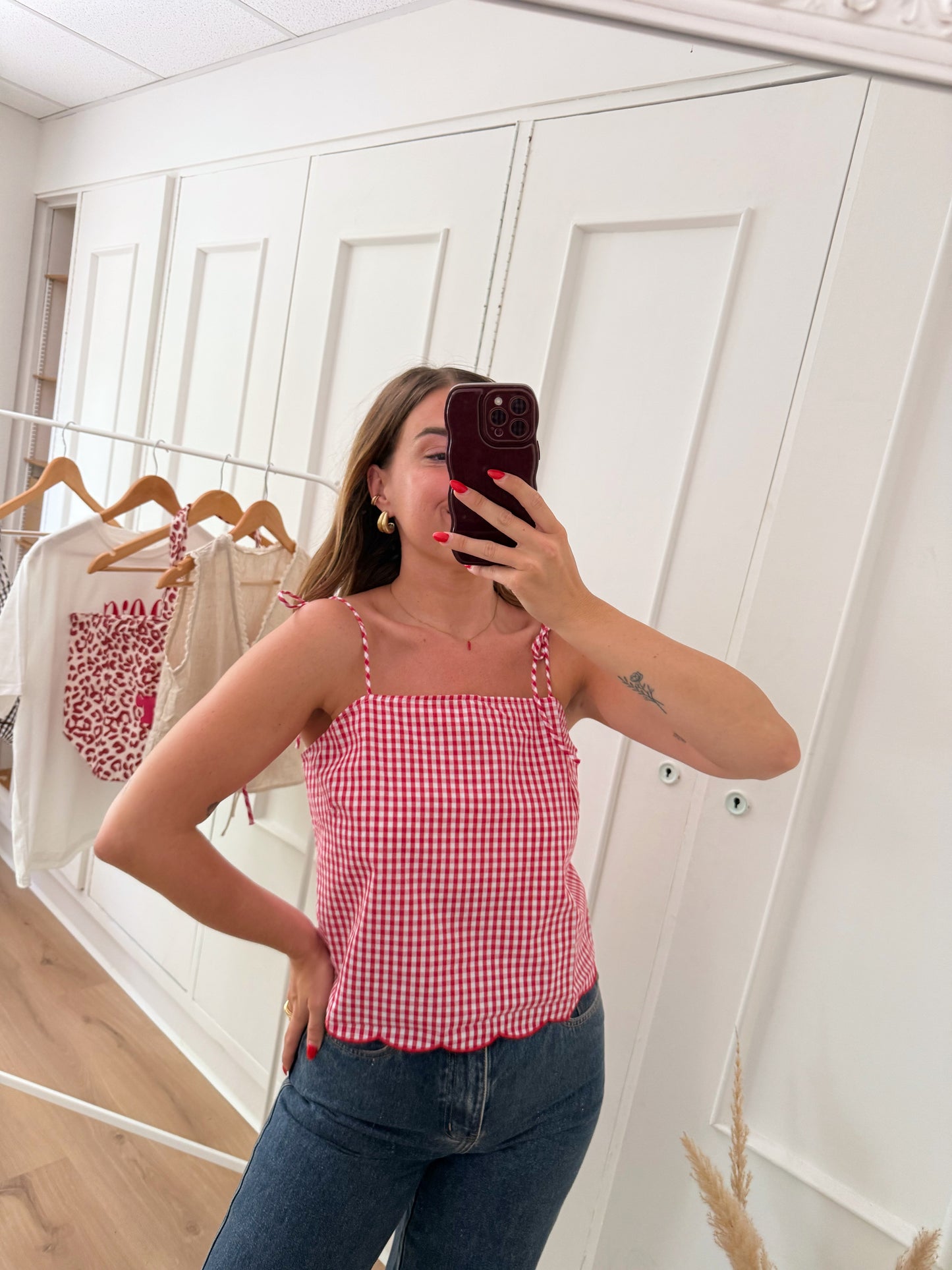 Top vichy Aimée rouge