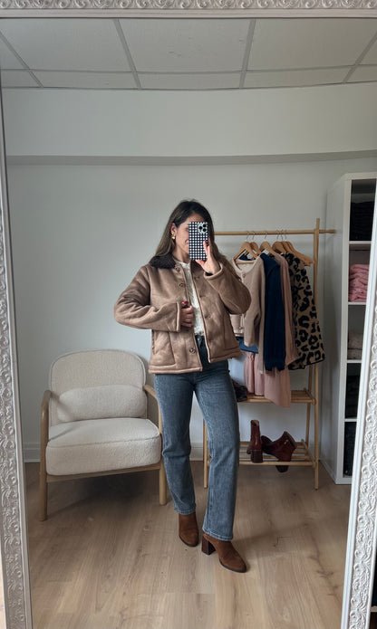 Manteau avec un col en moumoute chocolat Bérénice