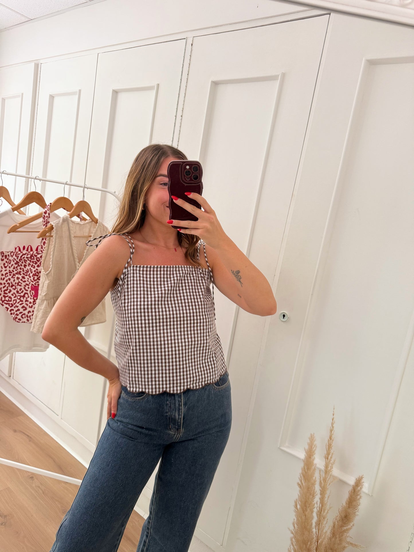 Top vichy Aimée marron