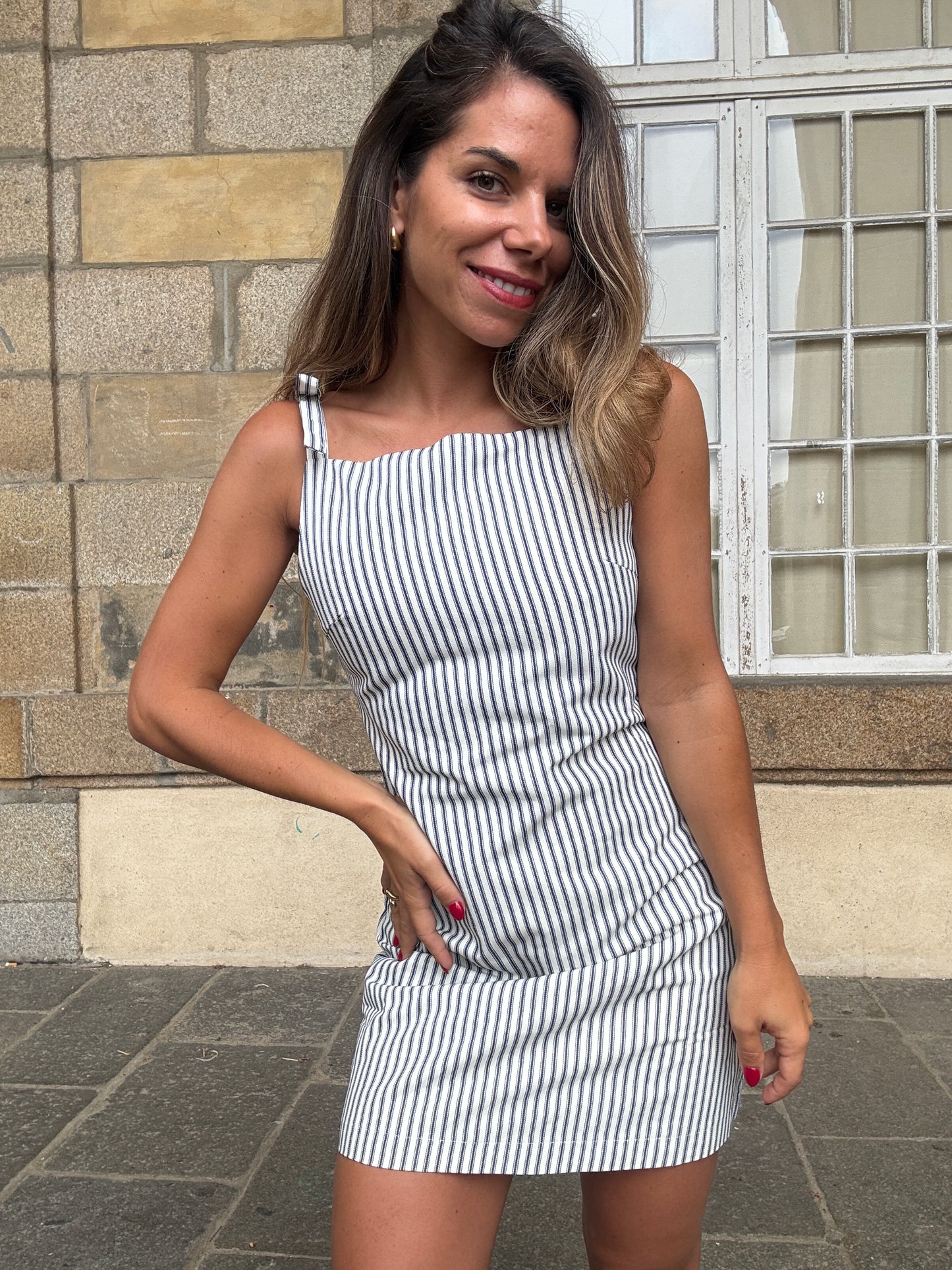 Robe rayée Sixtine bleu marine