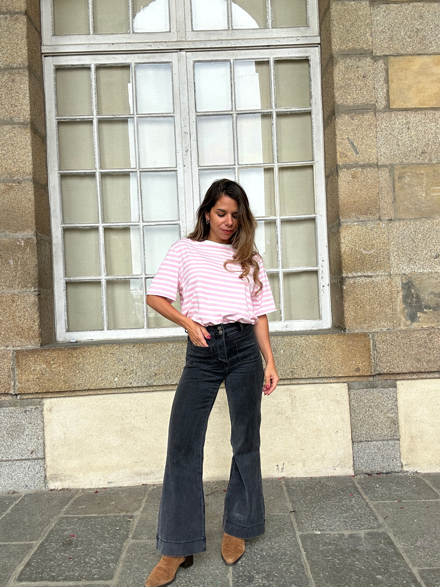 Tee-shirt rayé rose Jules