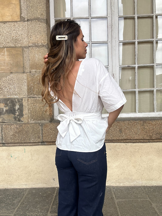 Blouse à noeud blanc Lana