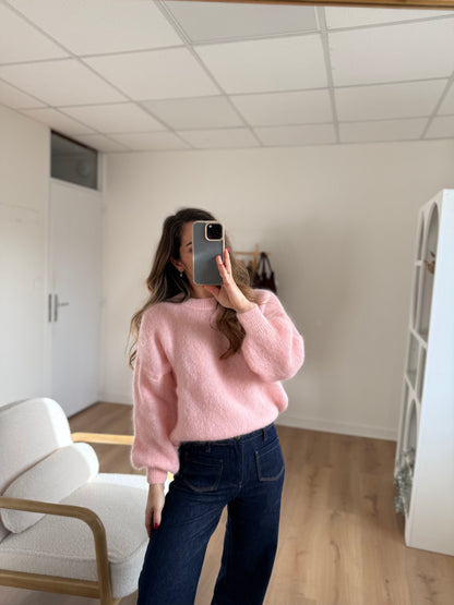 Maille en mohair et laine Gaia baby pink