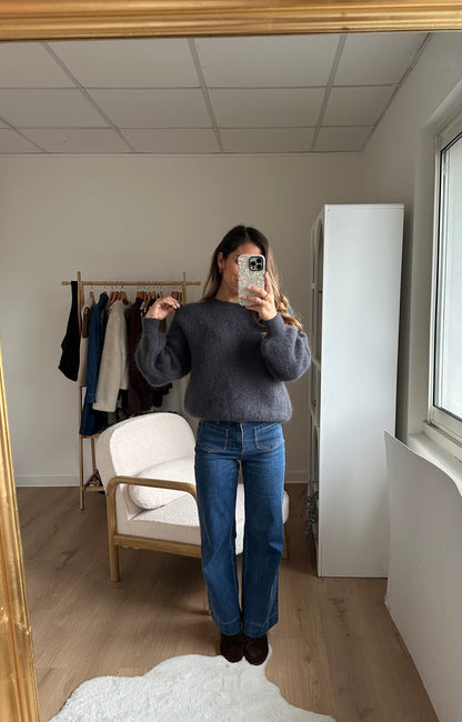 Maille en mohair et laine Gaia gris foncé