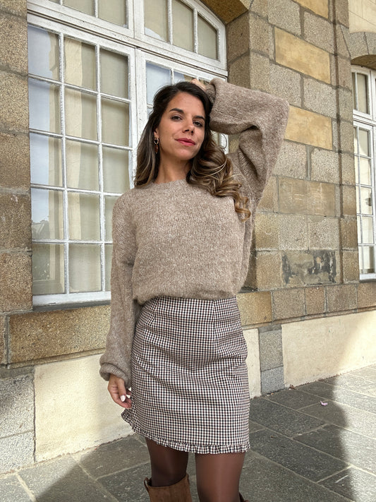 Jupe à carreaux Gisèle marron