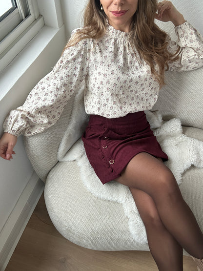 Jupe en velours Louisa bordeaux