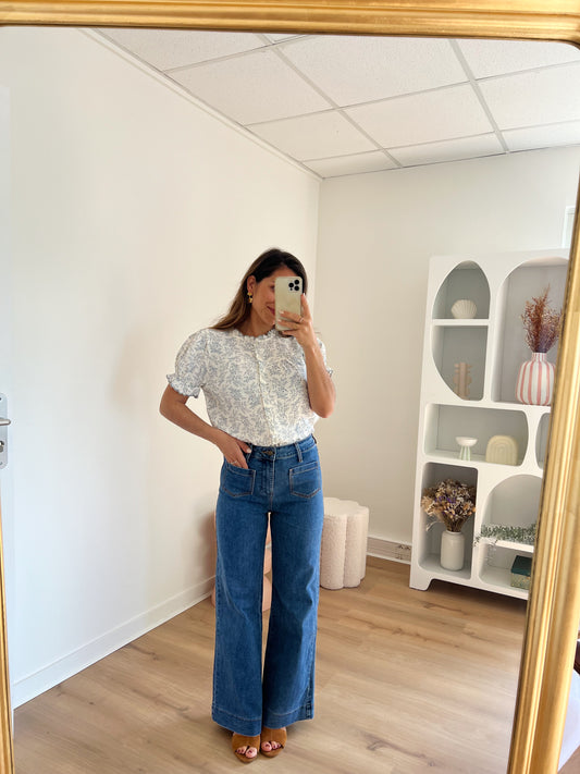Blouse à manches courtes Mila bleue
