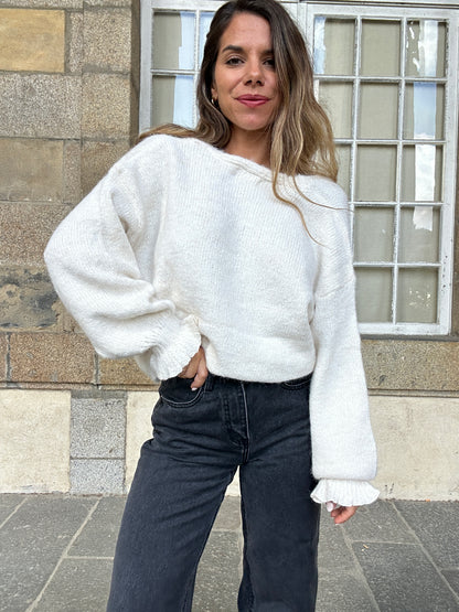Pull en laine beige Olympe