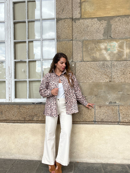 Veste en jean Céleste Léopard