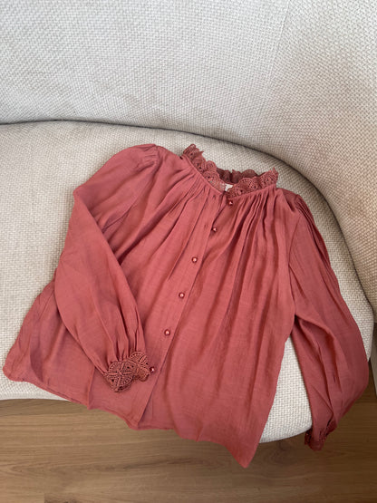 Blouse brodée Maïwenn bois de rose