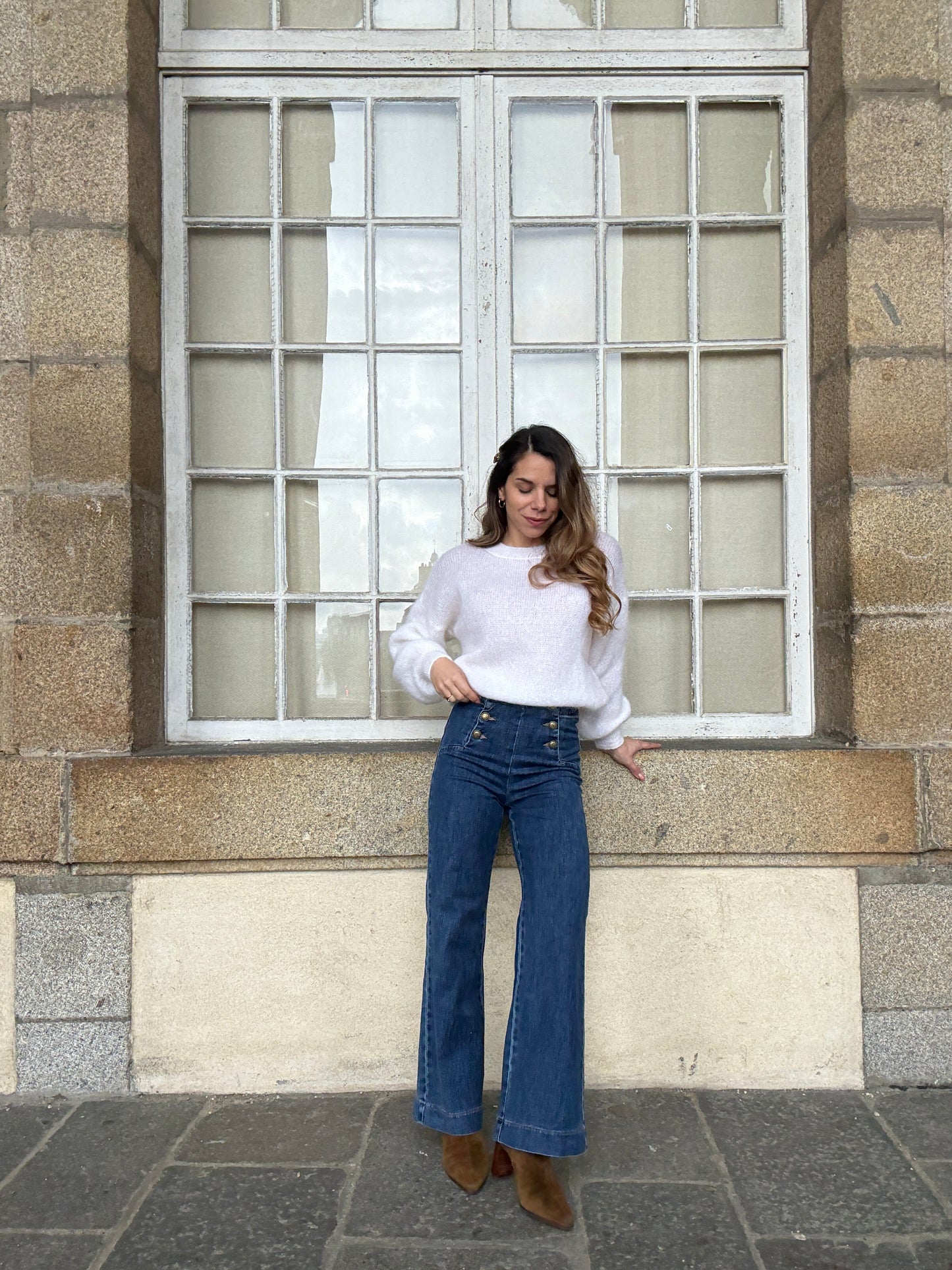Maille en mohair et laine Gaia blanche